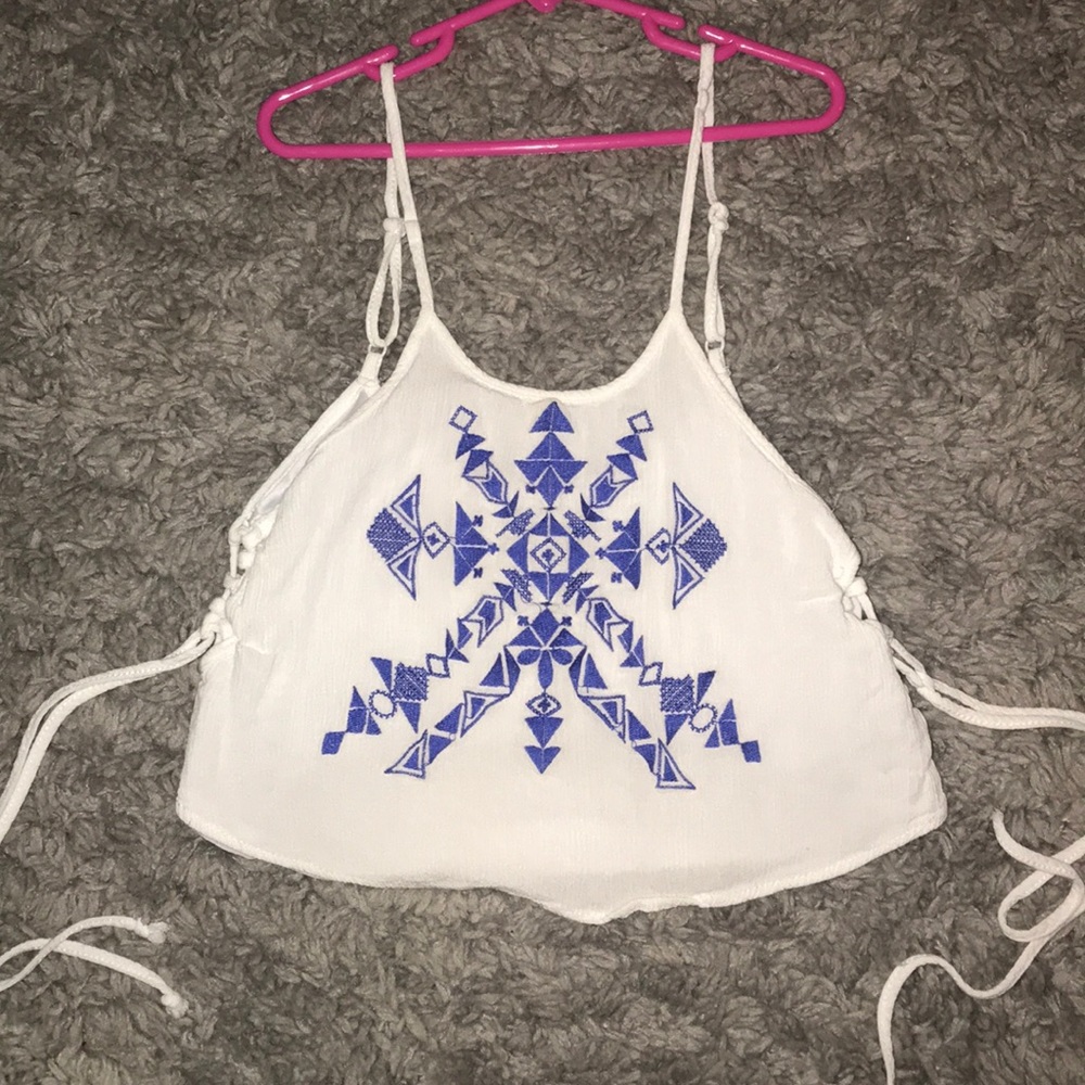 Tank top with blue tribal print